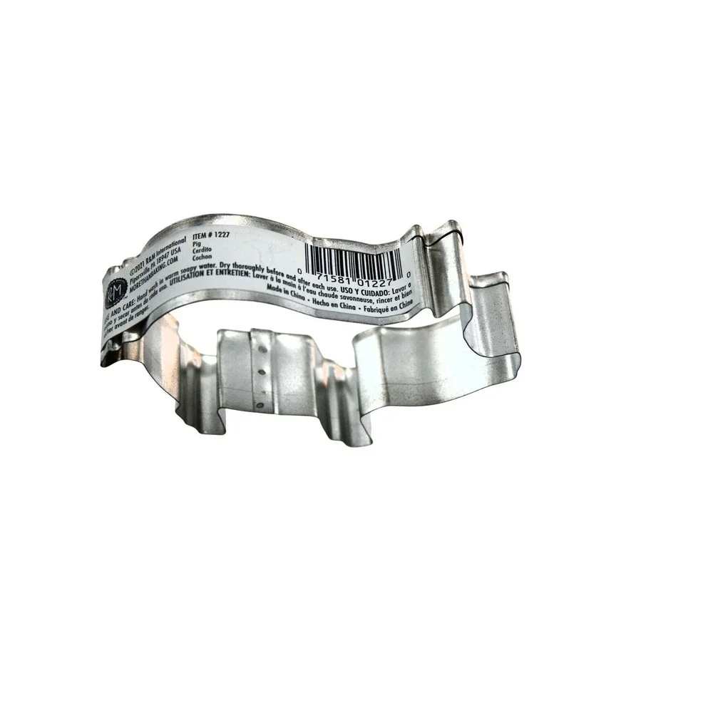 R&M International Pig Cookie Cutter Tinplated Steel Silver Farm Animal 1227